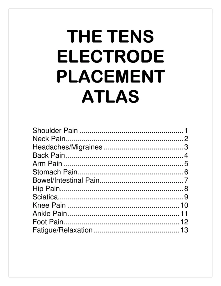 Tens Electrode Placement Chart